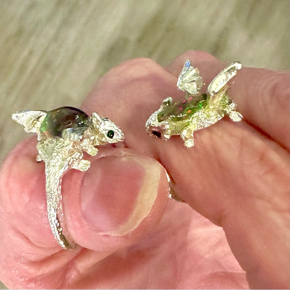 Twin Dragon Opal Rings - Pair - Picture 2 of 4